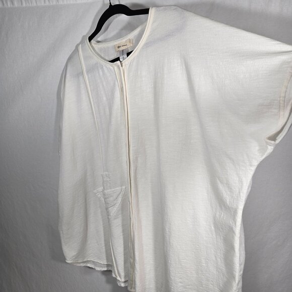 CHEYENNE Zen Lagenlook IVORY Mixed Media Linen-Cotton Blouse OVERSIZED Size L/XL - Picture 6 of 17